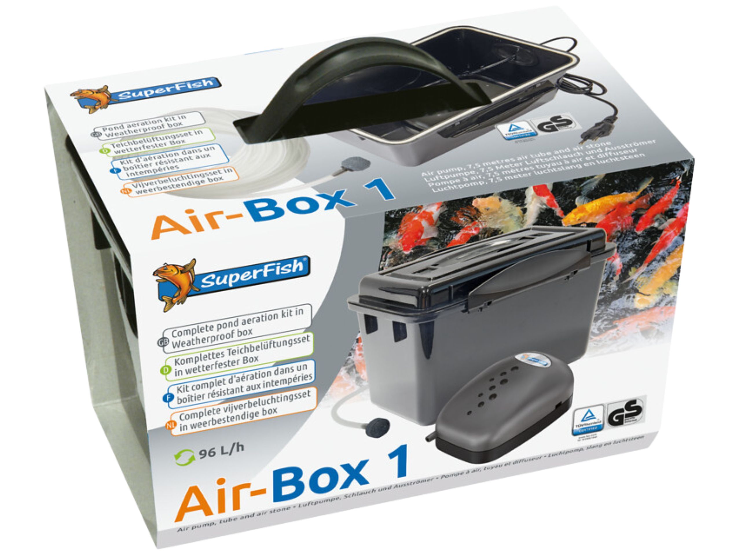 SuperFish_Air_Box_1_2 Belüfterpumpe für den Teich inklusive Box für Wasserschutz